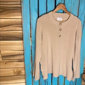 Allfenix Beige Button-Up Sweater size large